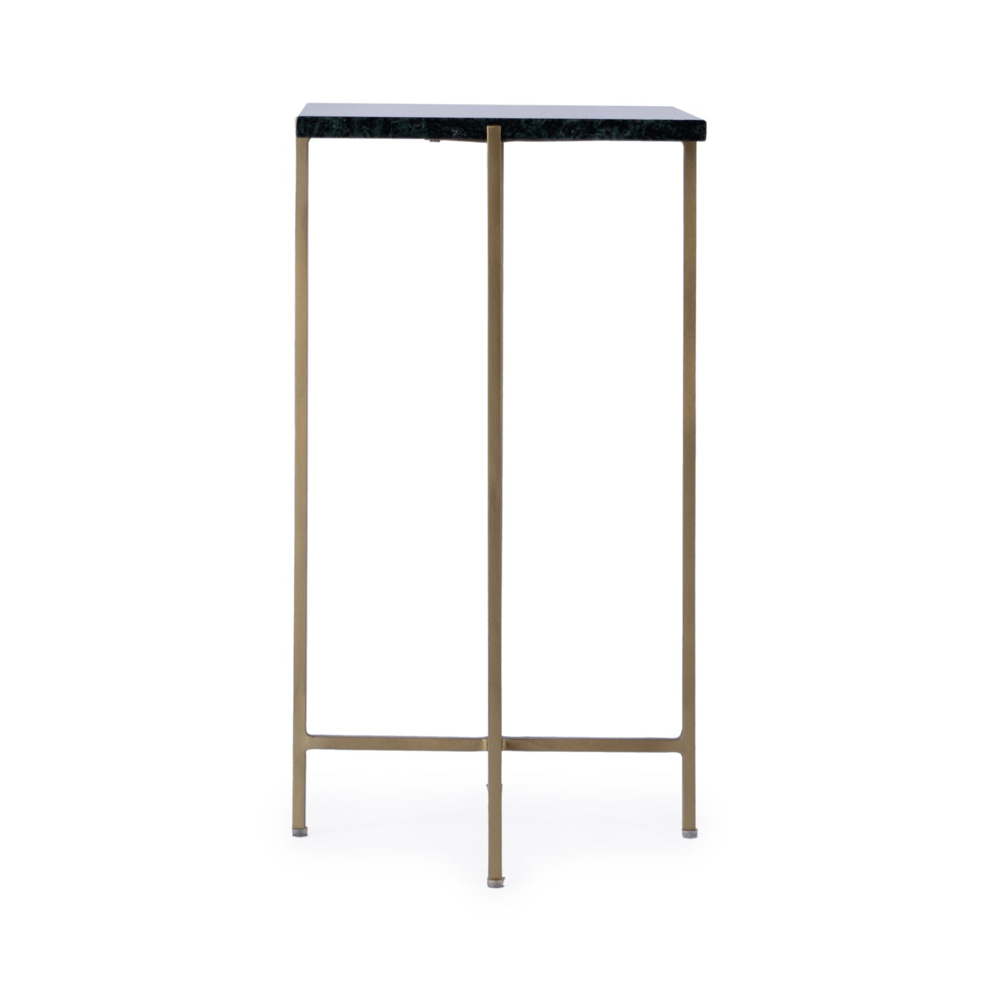 21" Green and Gold Marble and Iron Square End Table