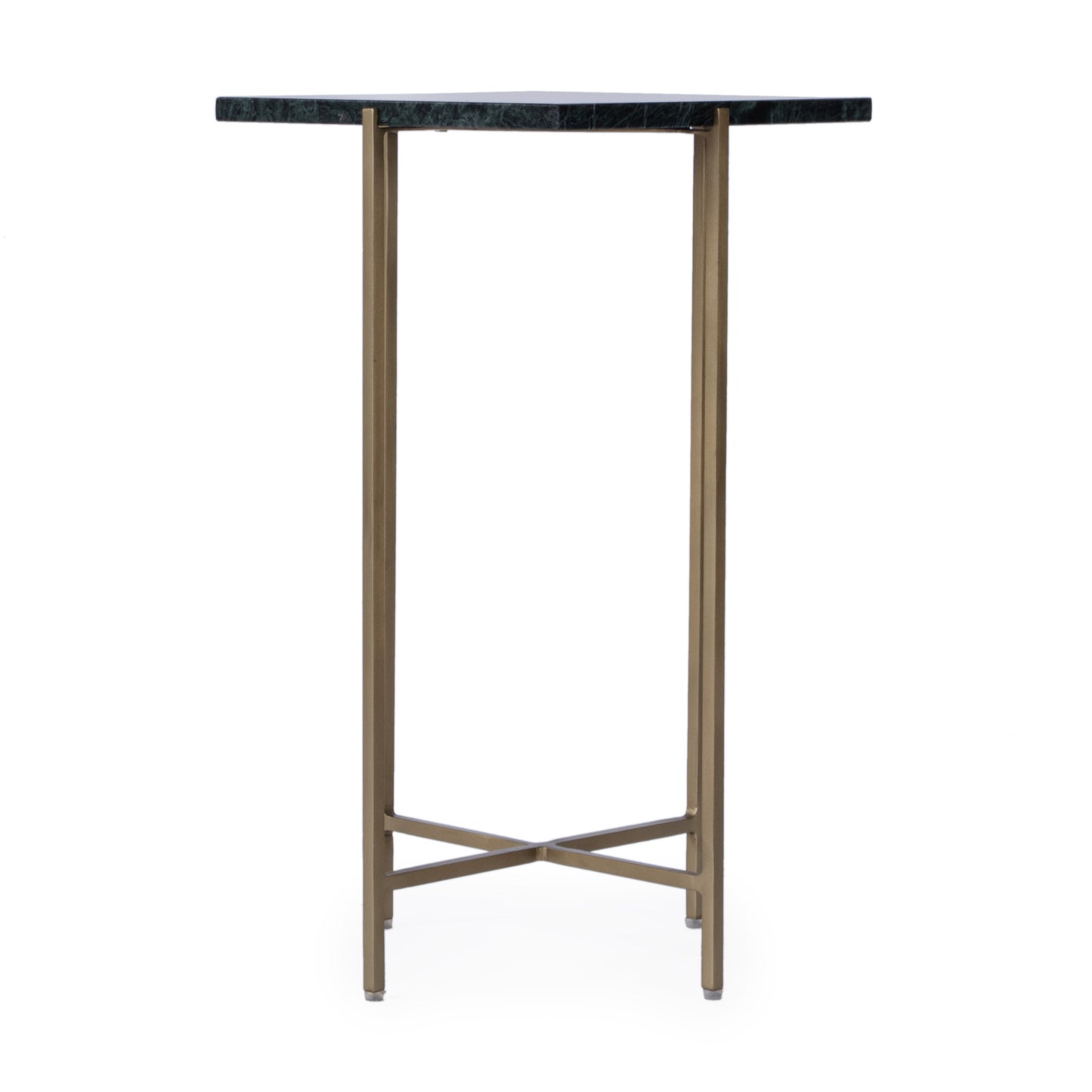 21" Green and Gold Marble and Iron Square End Table