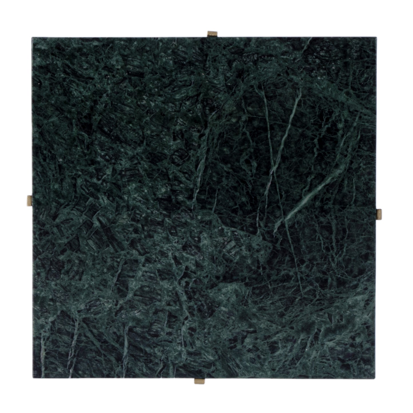 21" Green and Gold Marble and Iron Square End Table