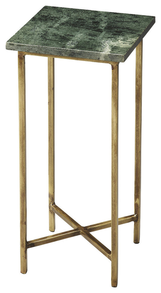 21" Green and Gold Marble Square End Table