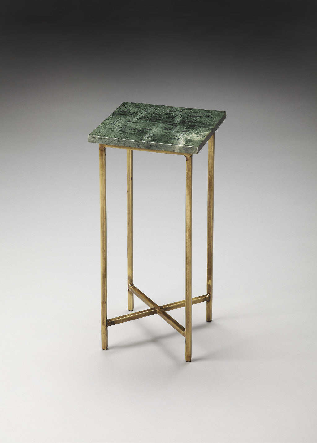 21" Green and Gold Marble Square End Table