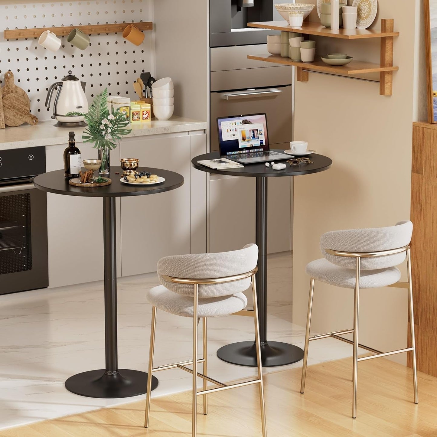 Black Circular Bar Table Water proof Coated Metal Base ShipItFurniture