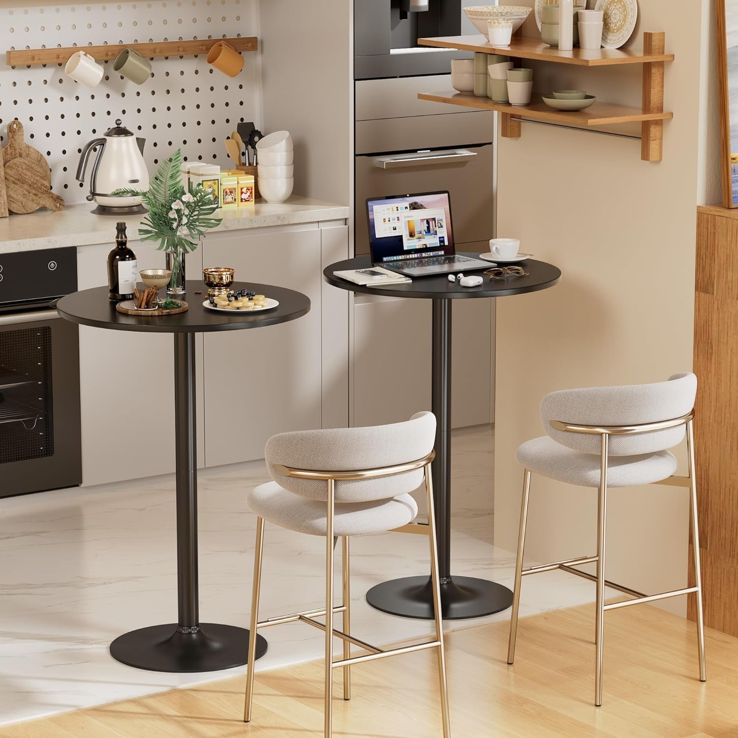 Black Circular Bar Table Water proof Coated Metal Base ShipItFurniture
