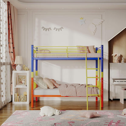 Metal Bunk Bed Twin over Twin,Twin over Full Bunk Bed,Bunk Bed Full over Full,Twin Bunk Beds for Kids with Safety Guardrail and Convertible Bunk Bed Design,Steel Bed for School, Bedroom ShipItFurniture