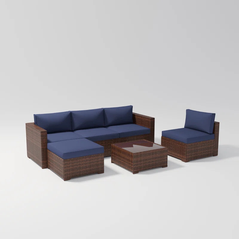 6 Piece Rattan Outdoor Sectional Set With Cushions ShipItFurniture