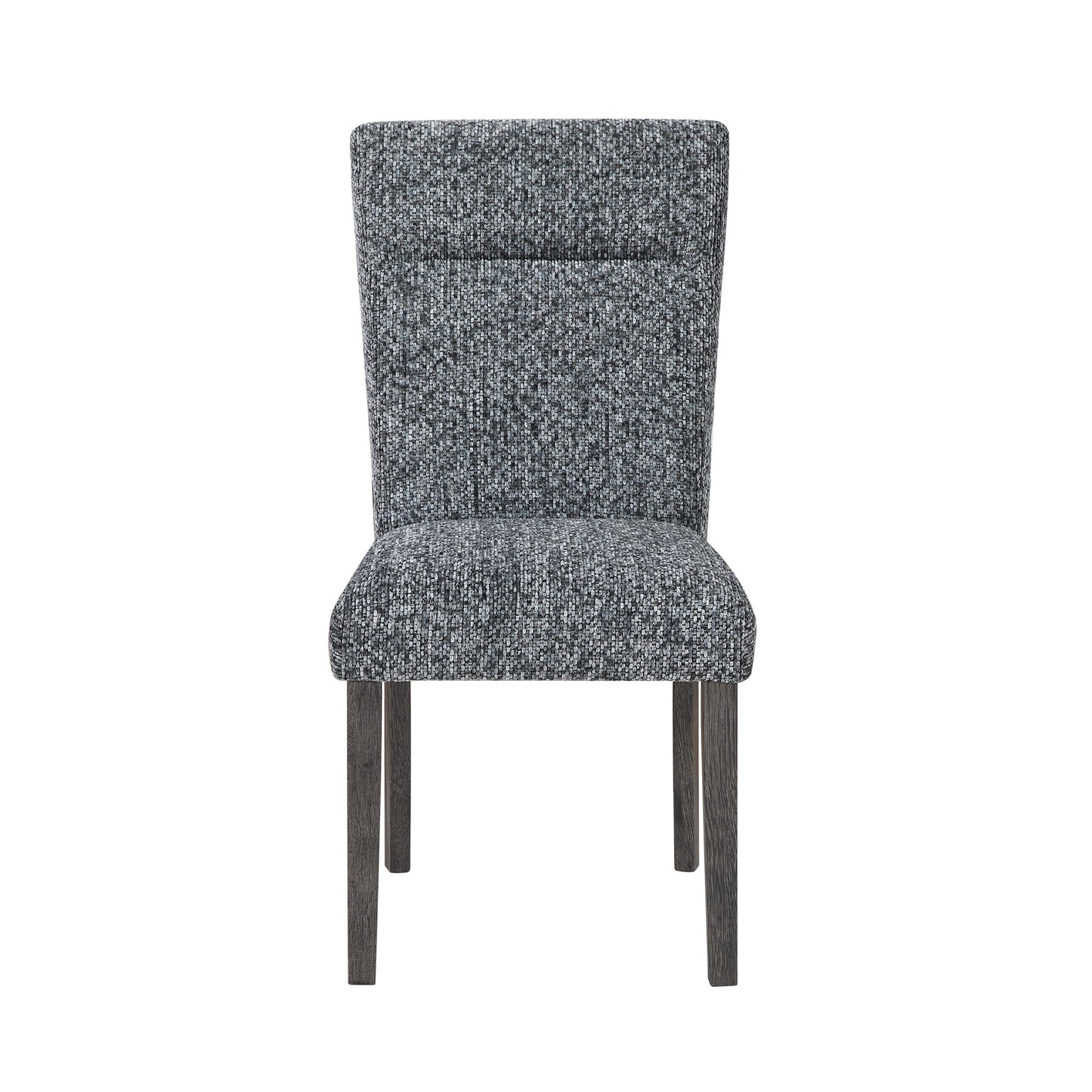 Set of Two Gray and Brown Upholstered Fabric Dining Side Chairs