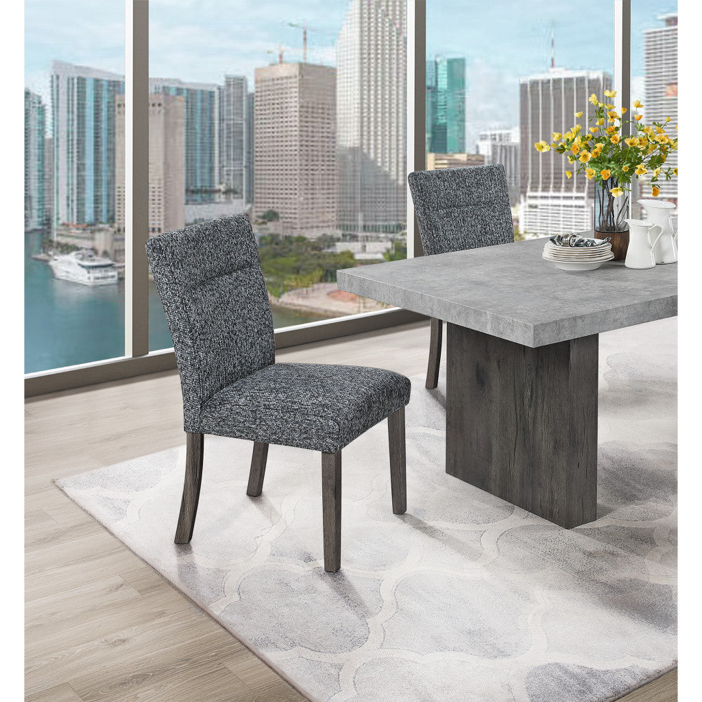 Set of Two Gray and Brown Upholstered Fabric Dining Side Chairs