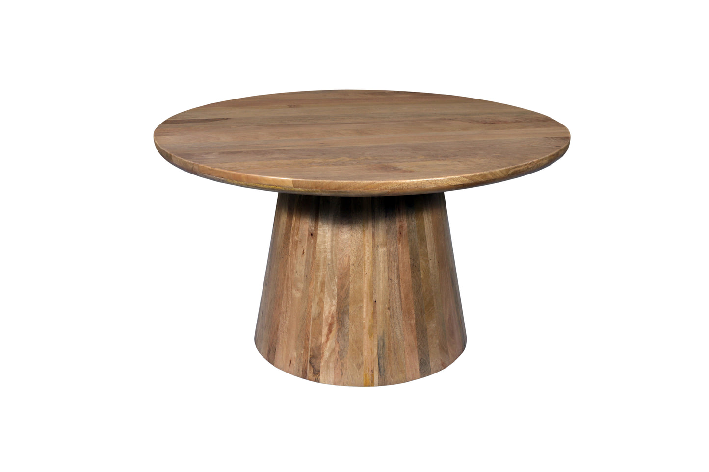 Five Piece Brown Round Solid Wood Dining Set with Four Chairs
