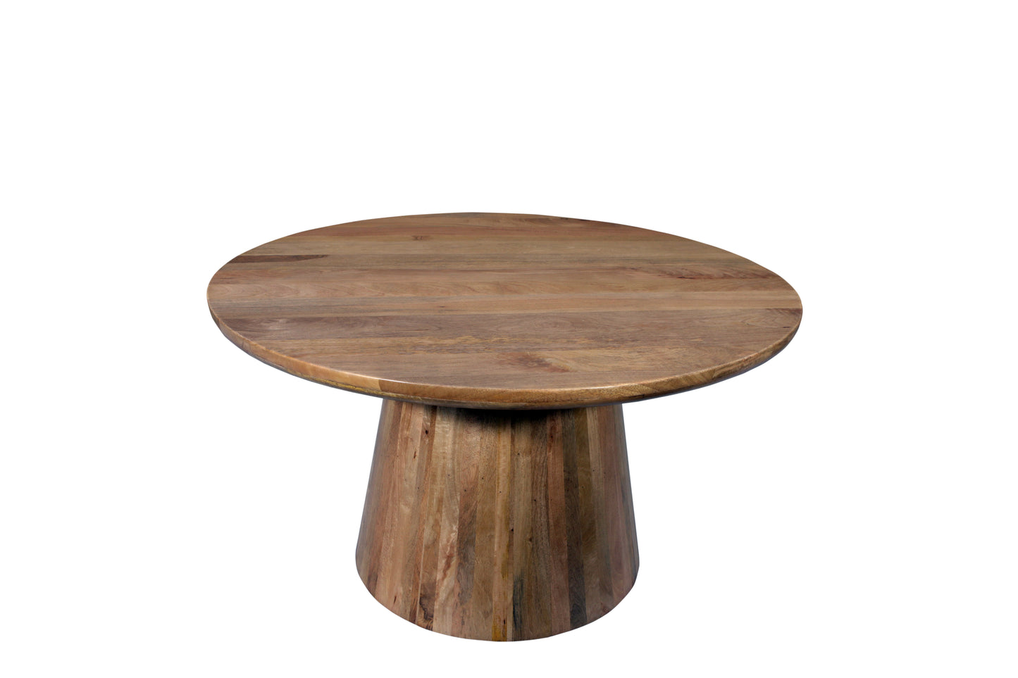 Five Piece Brown Round Solid Wood Dining Set with Four Chairs