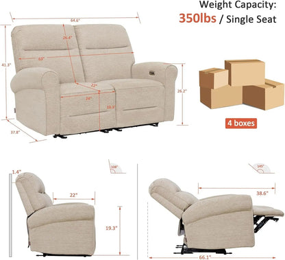 64.6 Inch Wall Hugging Auto Power Recline Loveseat - Get it from Bo