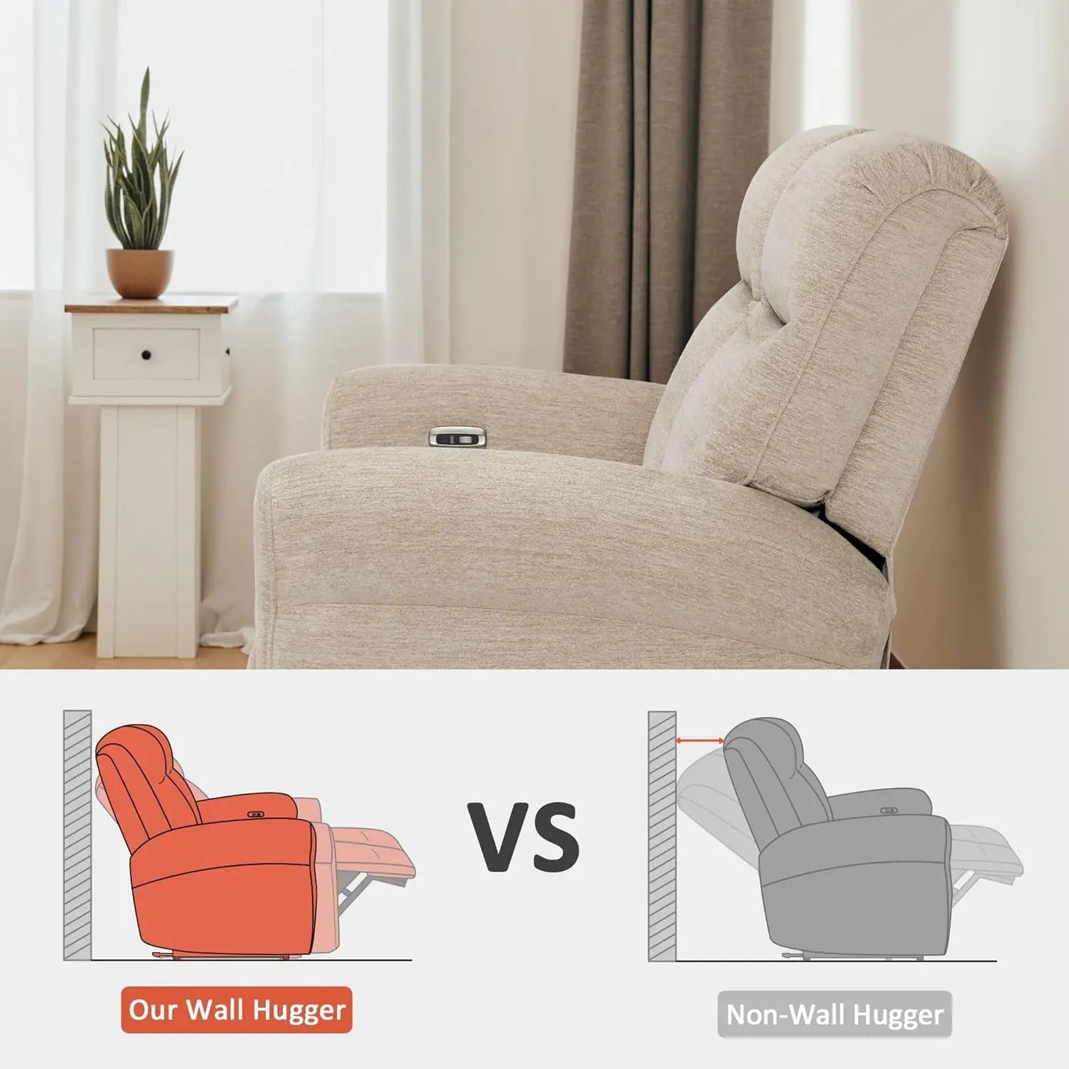 64.6 Inch Wall Hugging Auto Power Recline Loveseat - Get it from Bo