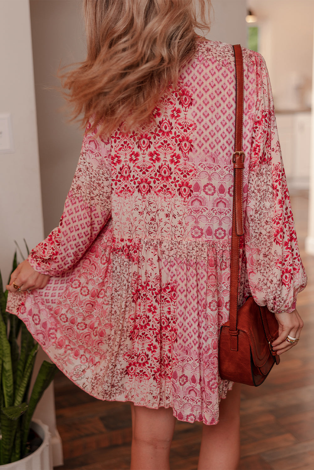 Melody Floral Tassel Tie Long Sleeve Mini Dress - Get it from Bo