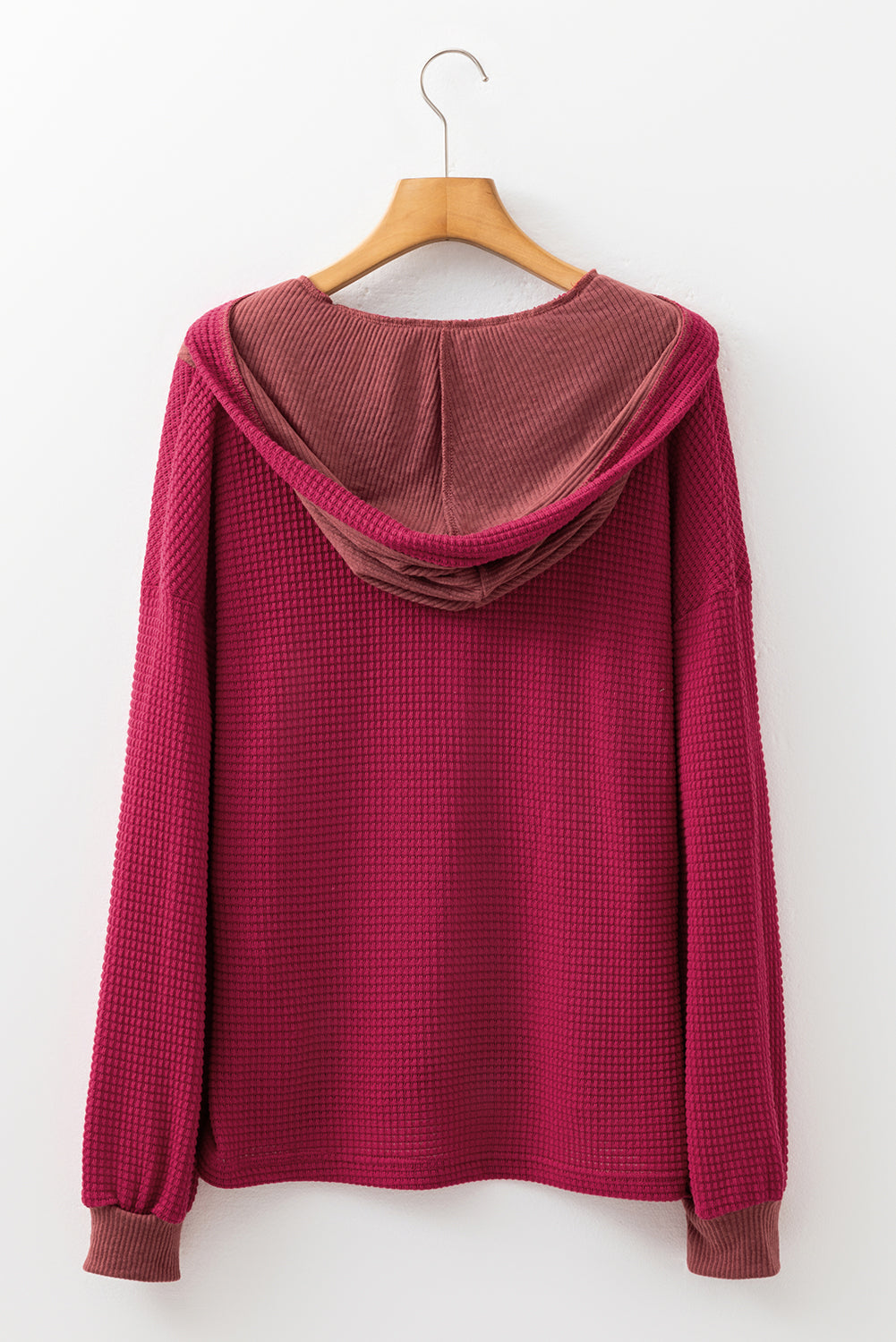River Waffle Hooded Long Sleeve Top Threaded Pear