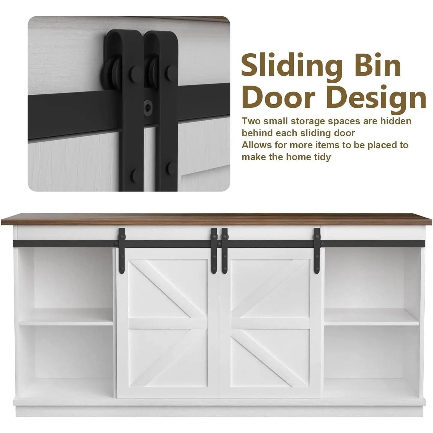 65 Inch Farmhouse TV Stand With Sliding Barn Doors - Get it from Bo