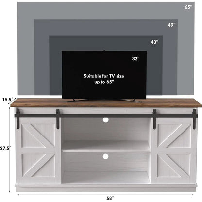 65 Inch Farmhouse TV Stand With Sliding Barn Doors - Get it from Bo