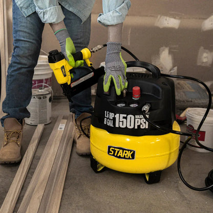Stark USA 6 Gal. Air Compressor Include Brad Nailer Straight Nail Gun Staple Stark USA