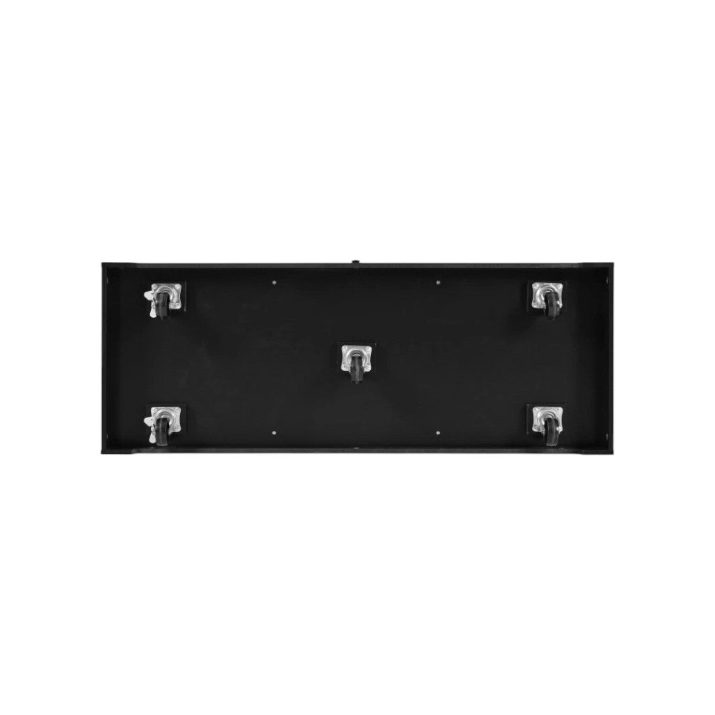 56" Black Wood Rolling Kitchen Island With Storage