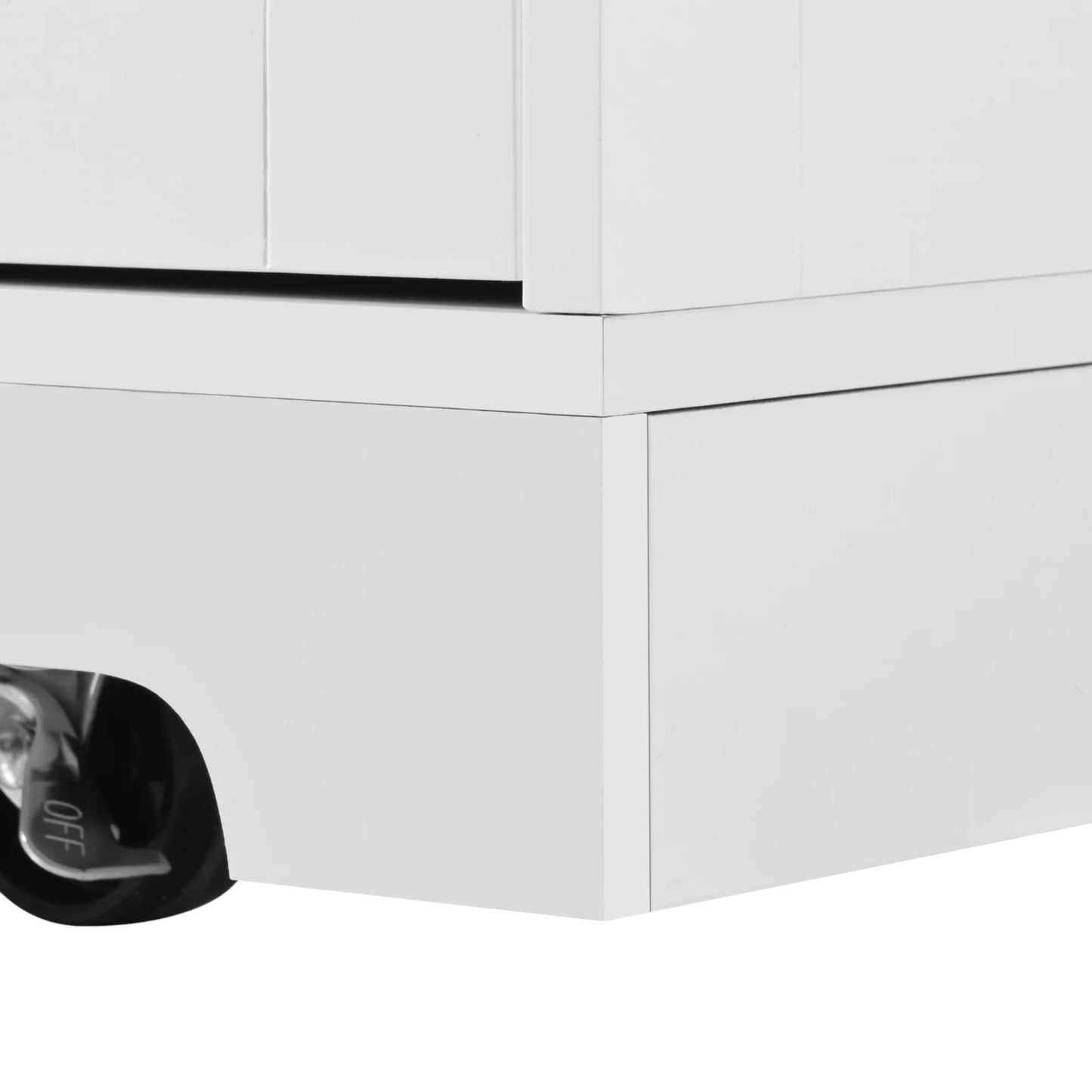 56" White Wood Rolling Kitchen Island With Storage