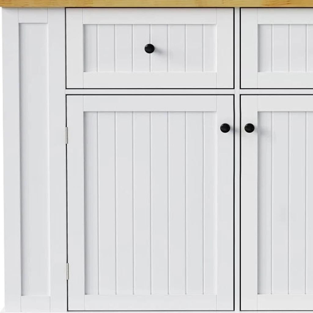 48" White Wood Rolling Kitchen Island With Storage