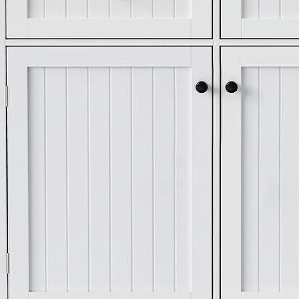 45" White Wood Rolling Kitchen Island Set With Storage