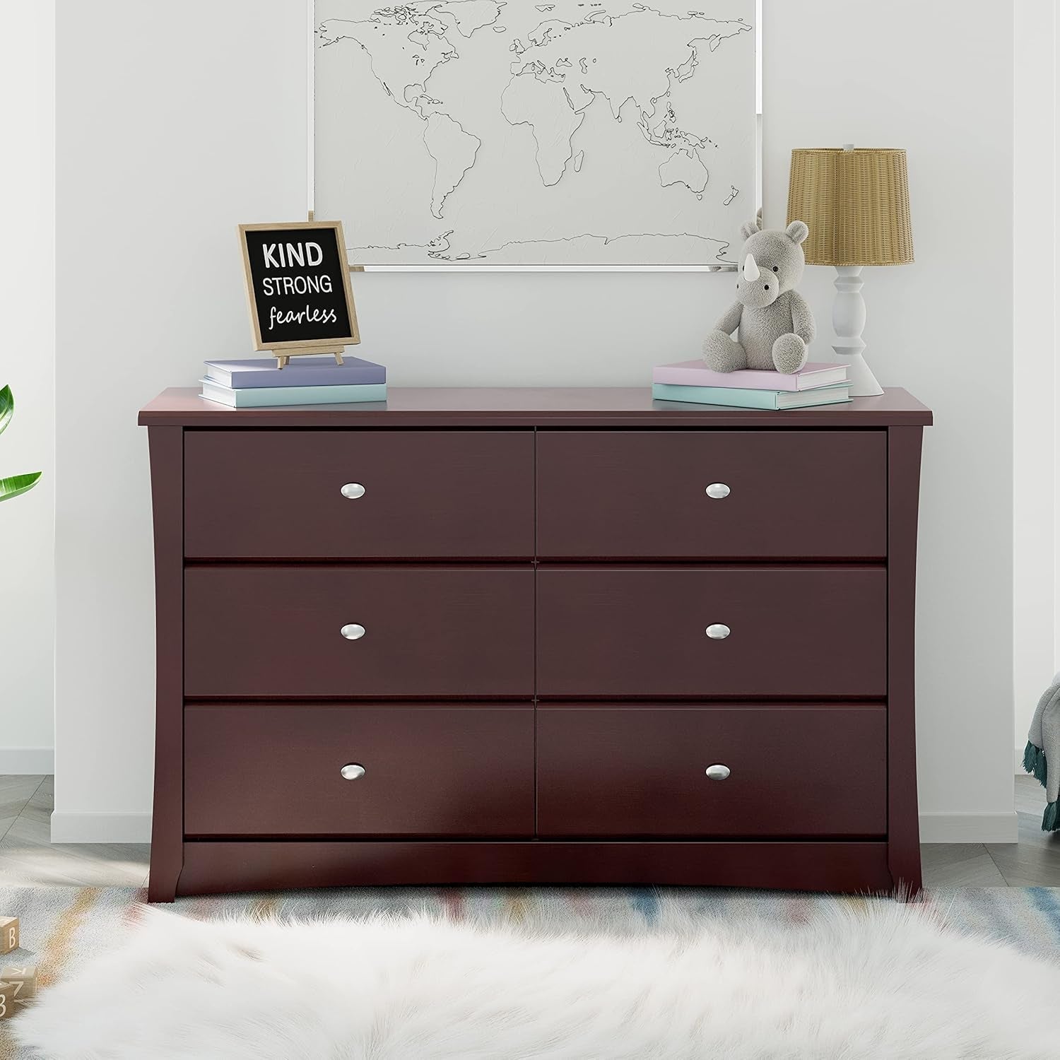 Crescent 6 Drawer Double Dresser (Espresso) – GREENGUARD Gold Certified, Dresser for Nursery, 6 Drawer Dresser, Kids Dresser, Nursery Dresser Drawer Organizer, Chest of Drawers ShipItFurniture