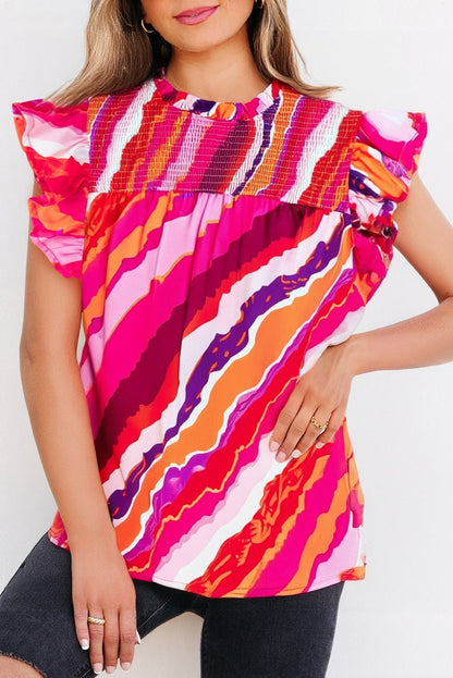 Campbell Abstract Ruffled Blouse