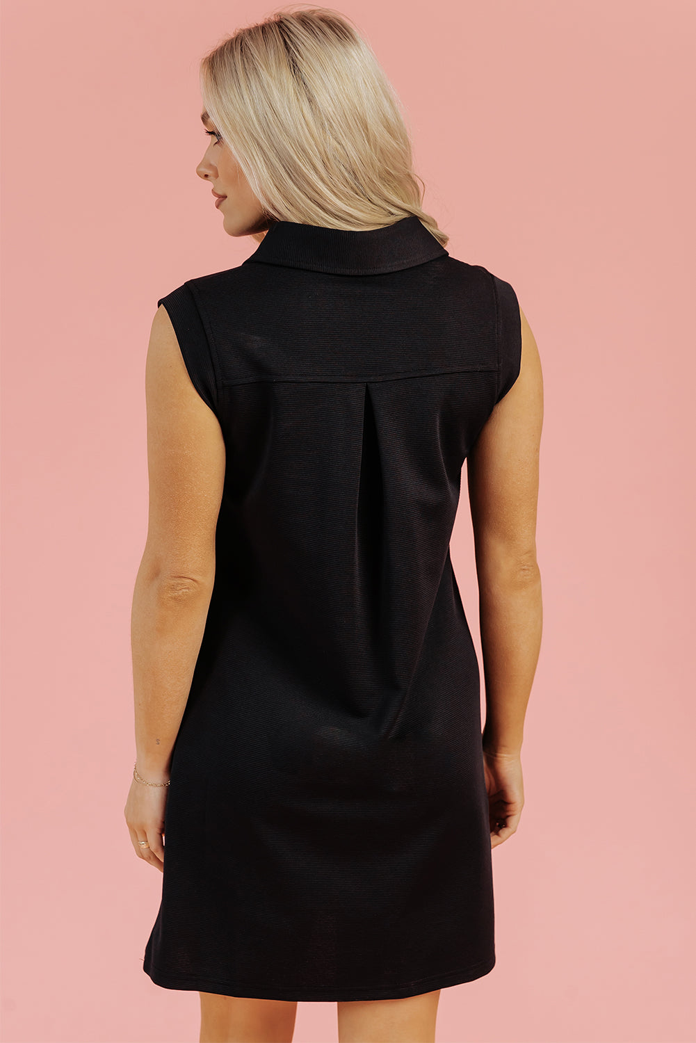 Kyla Collared Slit Neck Sleeveless Mini Dress