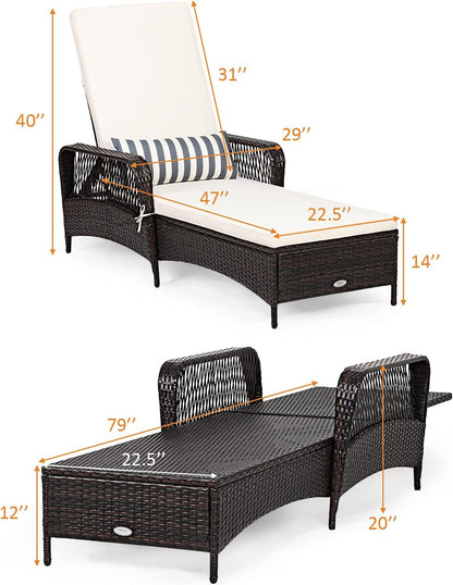 Adjustable Rattan Chaise Lounge Chair for Outdoor Relaxation ShipItFurniture