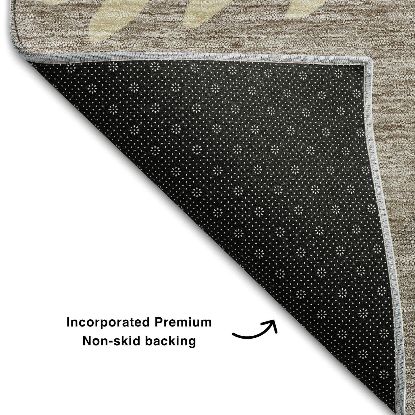 8' X 10' Taupe Gray And Beige Striped Washable Area Rug With UV Protection