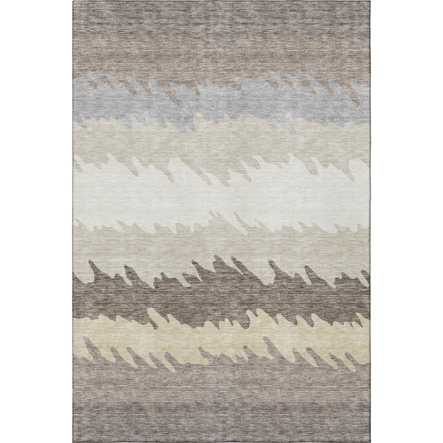8' X 10' Taupe Gray And Beige Striped Washable Area Rug With UV Protection