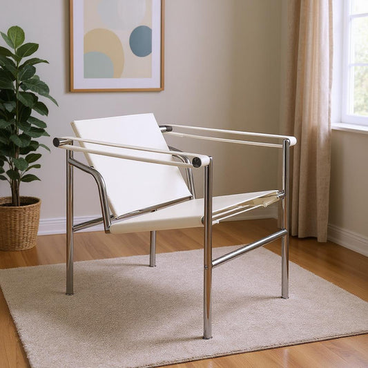 24" Silver Stainless Steel Arm Chair