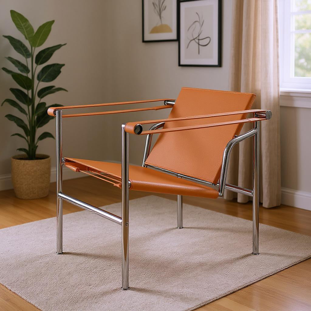 24" Silver Stainless Steel Arm Chair