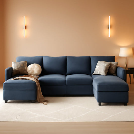Modular U Shaped Sectional Sofa Bluish Grey With Storage ShipItFurniture