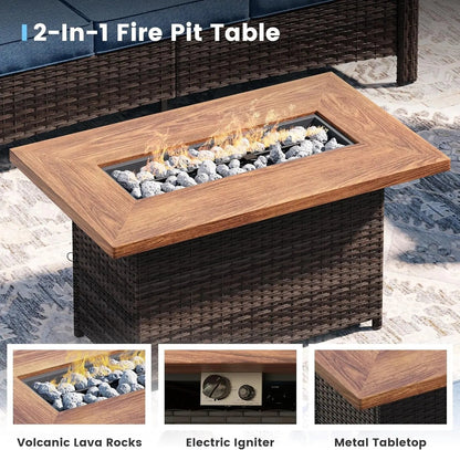 Outdoor Patio Furniture Set with Fire Pit Table-1