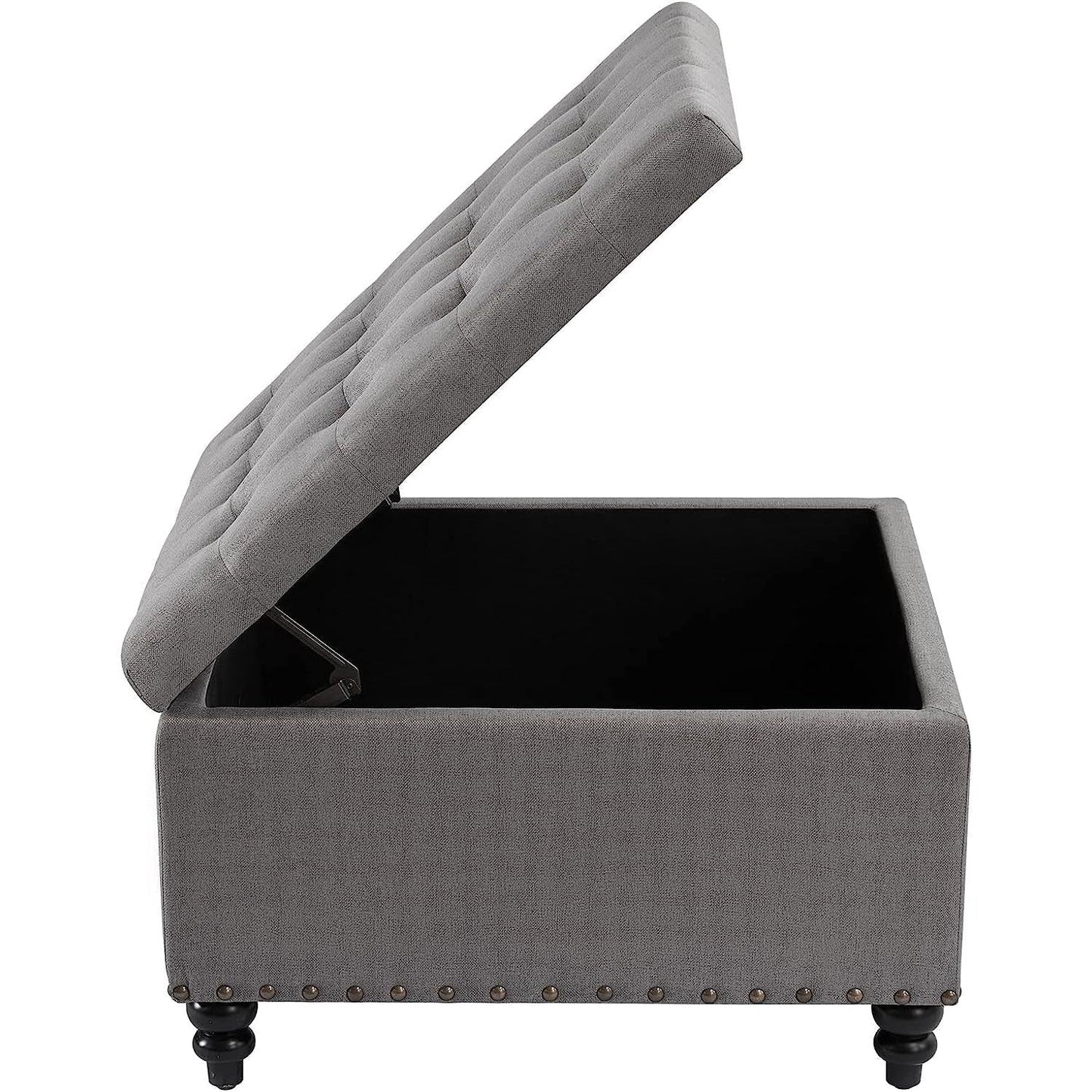 Grey Tufted Storage Ottoman Square For Living Room ShipItFurniture