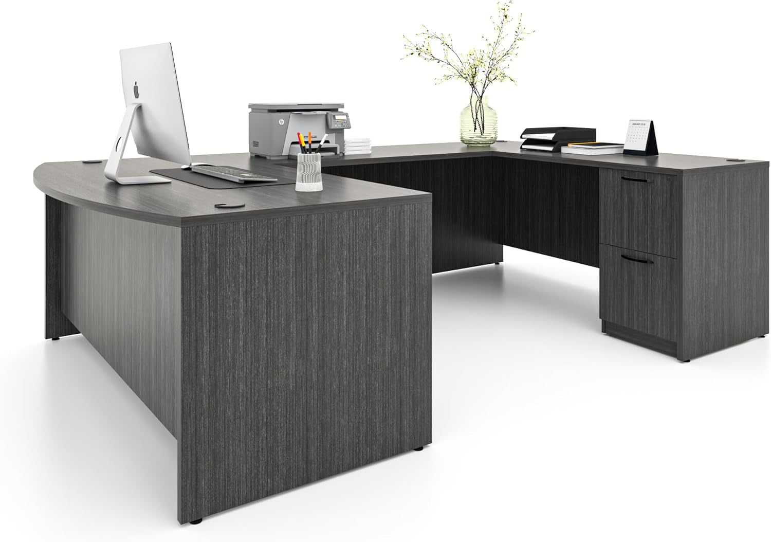 67 Inch U Shaped Executive Desk With 2 Storage Cabinets ShipItFurniture