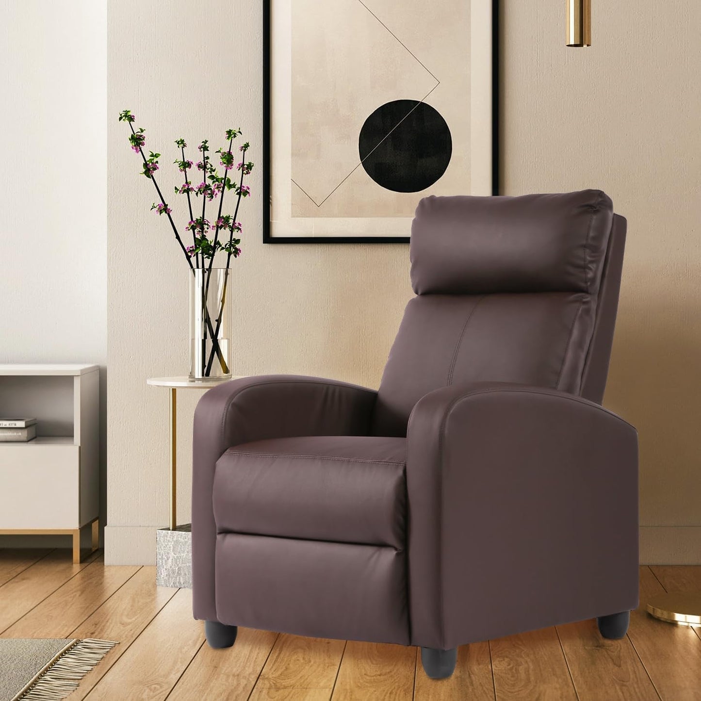 Recliner Chair Brown Adjustable Living Room Armchair ShipItFurniture