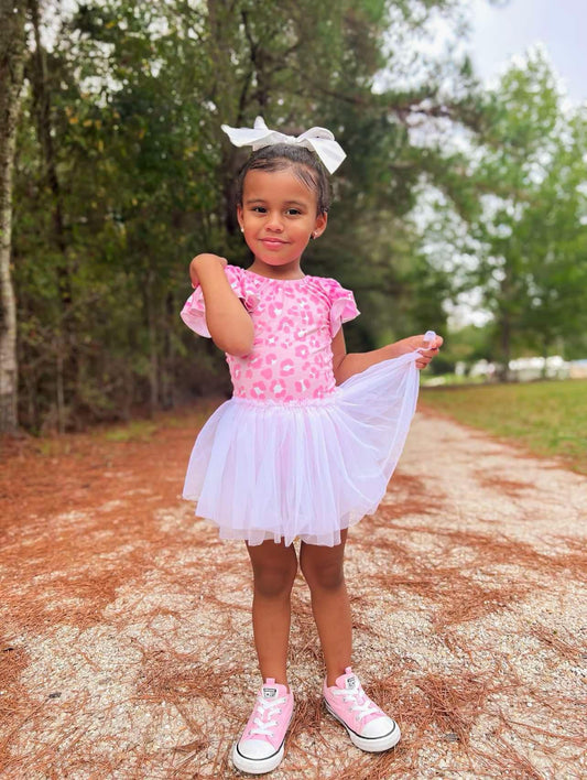 Pink leopard bow back leotard - Get it from Bo