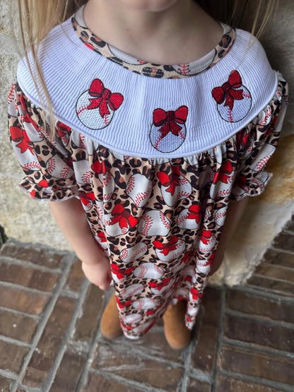 Smocked leopard baseball Dress - Get it from Bo