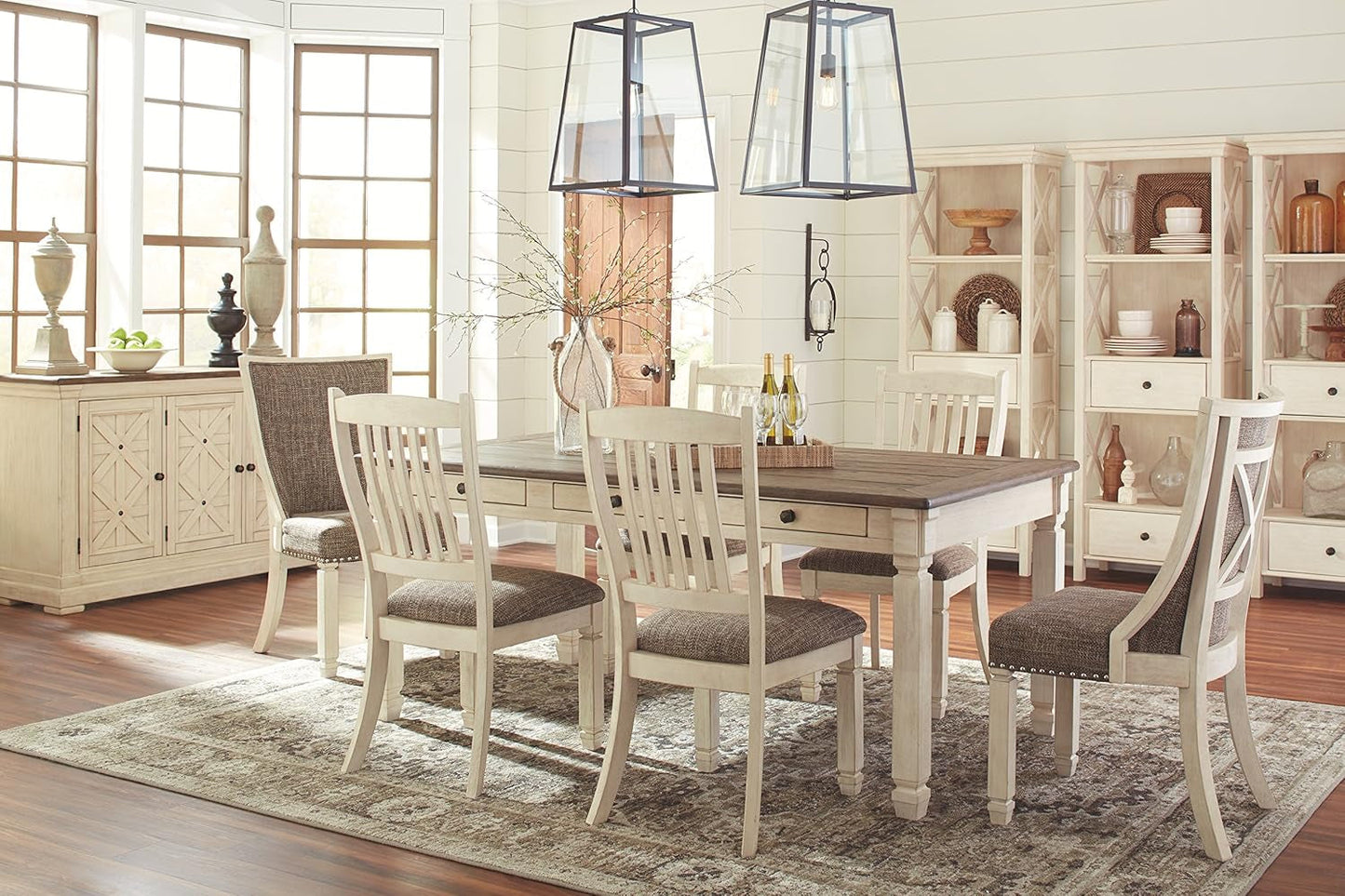 Bolanburg Modern Farmhouse Upholstered Dining Chairs Brown ShipItFurniture