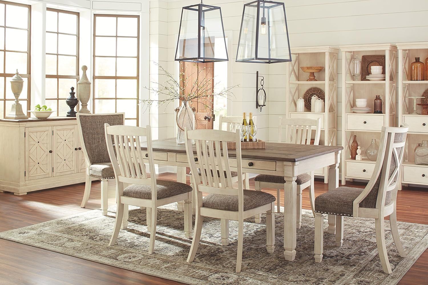 Bolanburg Modern Farmhouse Upholstered Dining Chairs Brown ShipItFurniture