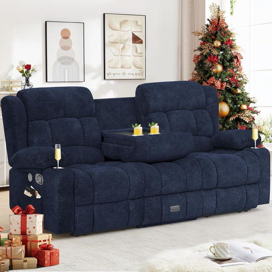 Blue Loveseat Recliner Sofa With Flip Backrest Manual ShipItFurniture