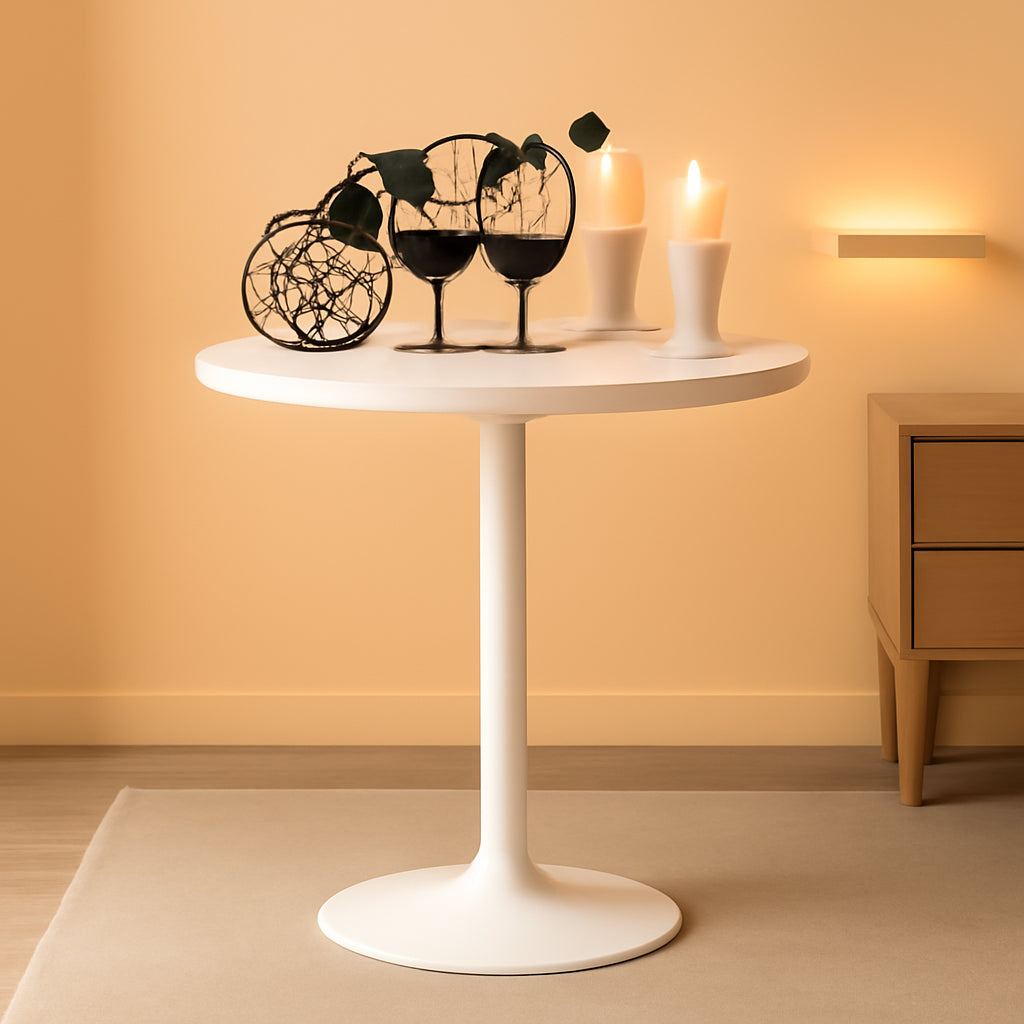 Round Height-Adjustable White Bistro Table Bar Home ShipItFurniture
