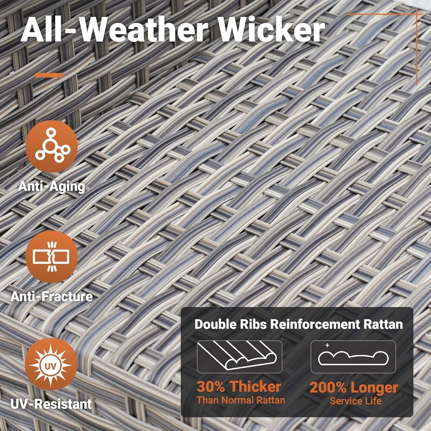 Six Piece Rattan Wicker Outdoor Sectional Sofa Set ShipItFurniture