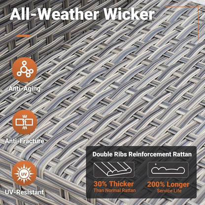 Six Piece Rattan Wicker Outdoor Sectional Sofa Set ShipItFurniture