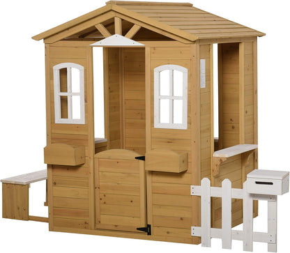 Kids Outdoor Wood Playhouse with Working Features ShipItFurniture