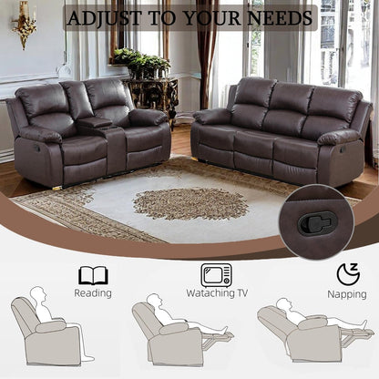 Brown Recliner Sofa With Pull Down Table Two Piece Set ShipItFurniture
