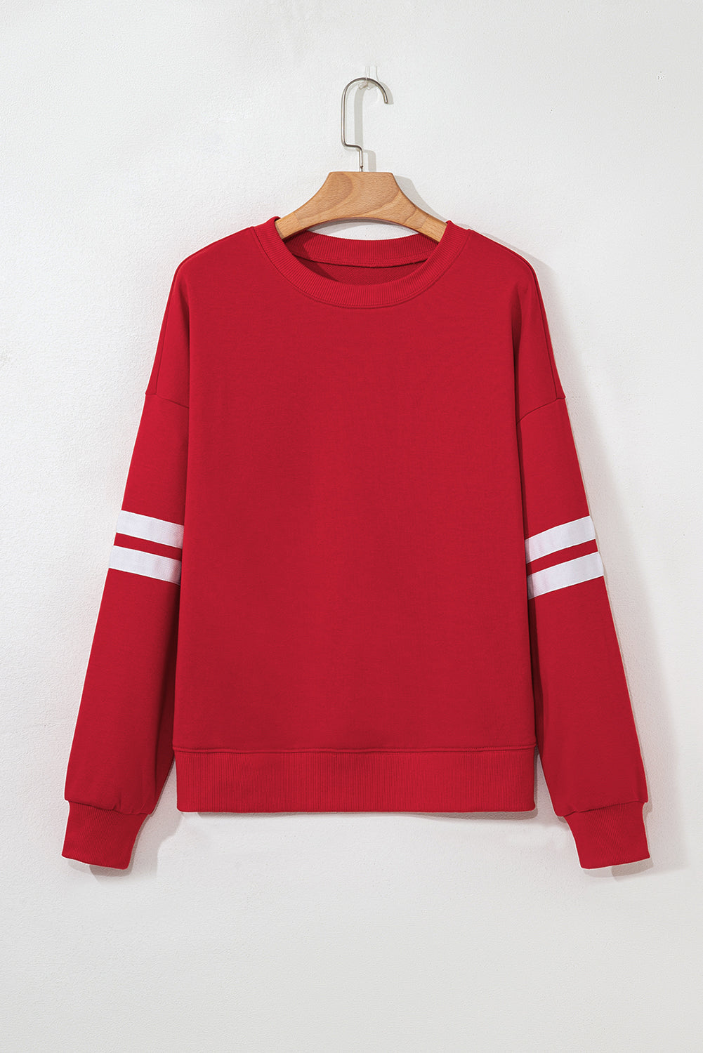 Lennon Varsity Striped Oversized Sweatshirt Threaded Pear