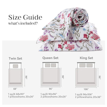 Kasentex Floral Quilt Set - Lightweight & Reversible - Cozy & Stylish Bedding - Machine Washable, Room Decor, Graduation Gifts Kasentex