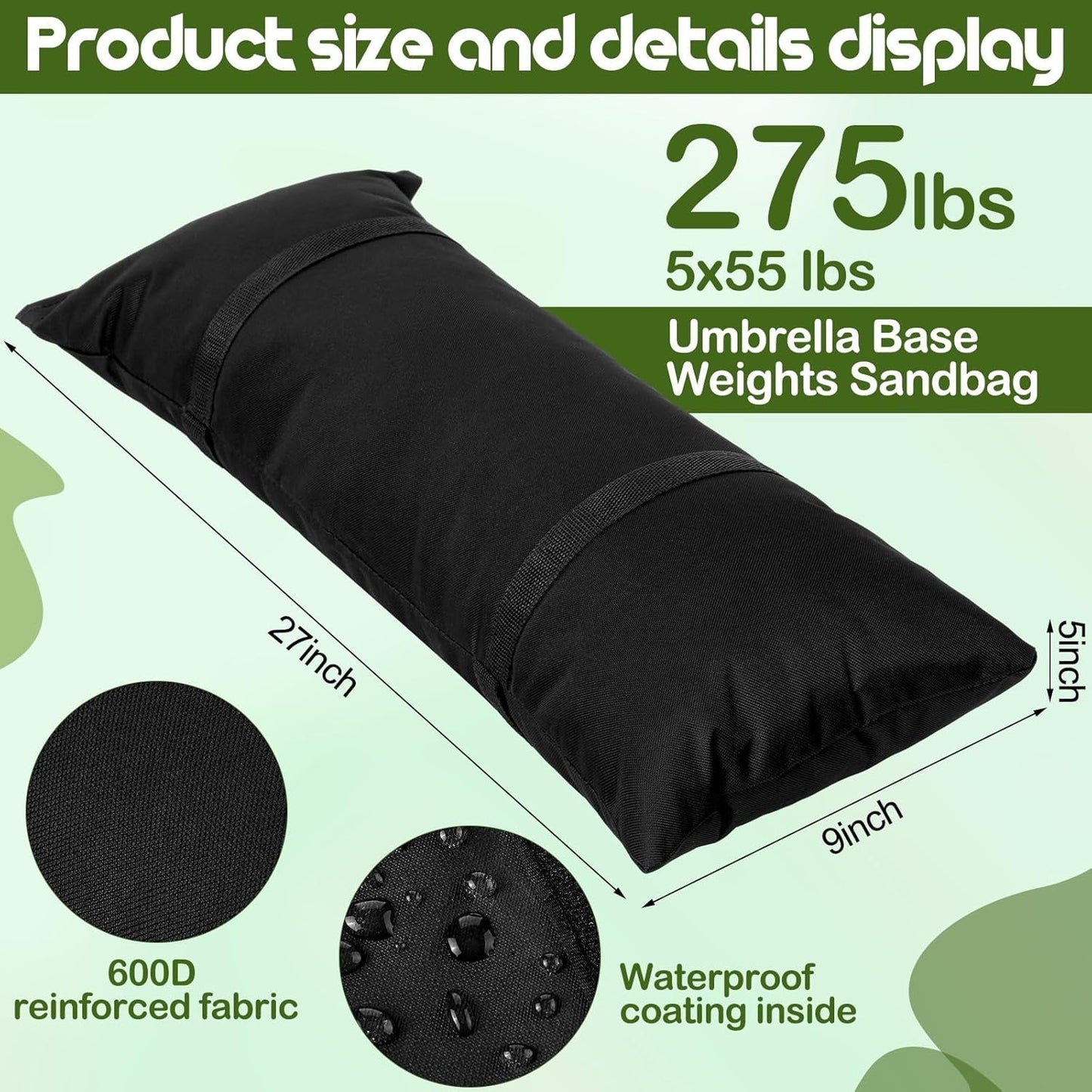 5pcs 55lb Umbrella Base Weights Sandbags Outdoor ShipItFurniture